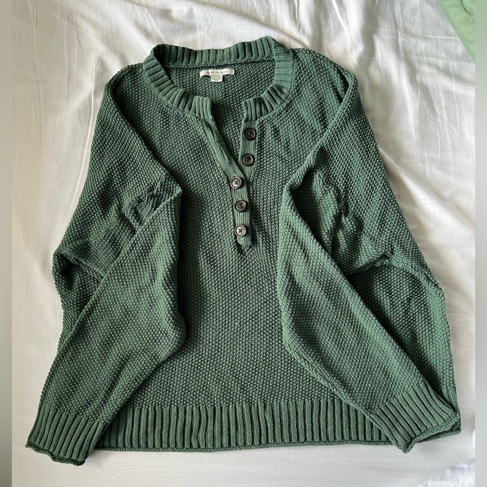 American Eagle Knit 3/4 Button Sweater